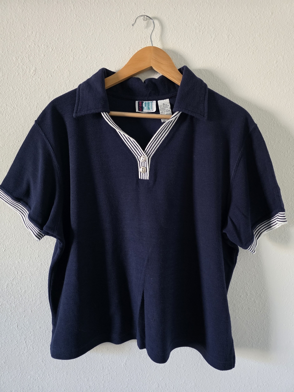 VTG Bolo Spirit Navy Short-Sleeve Polo with White Striped Trim
